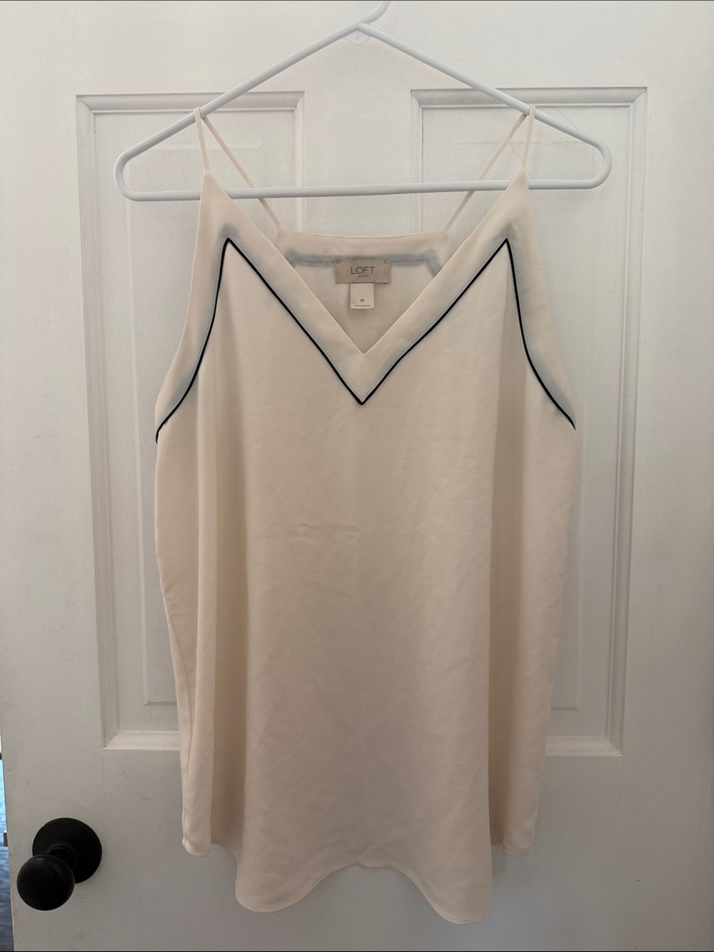 LOFT Cream Cami with Black Contrast Piping